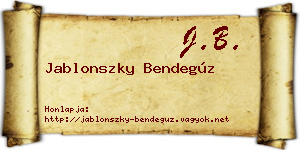 Jablonszky Bendegúz névjegykártya